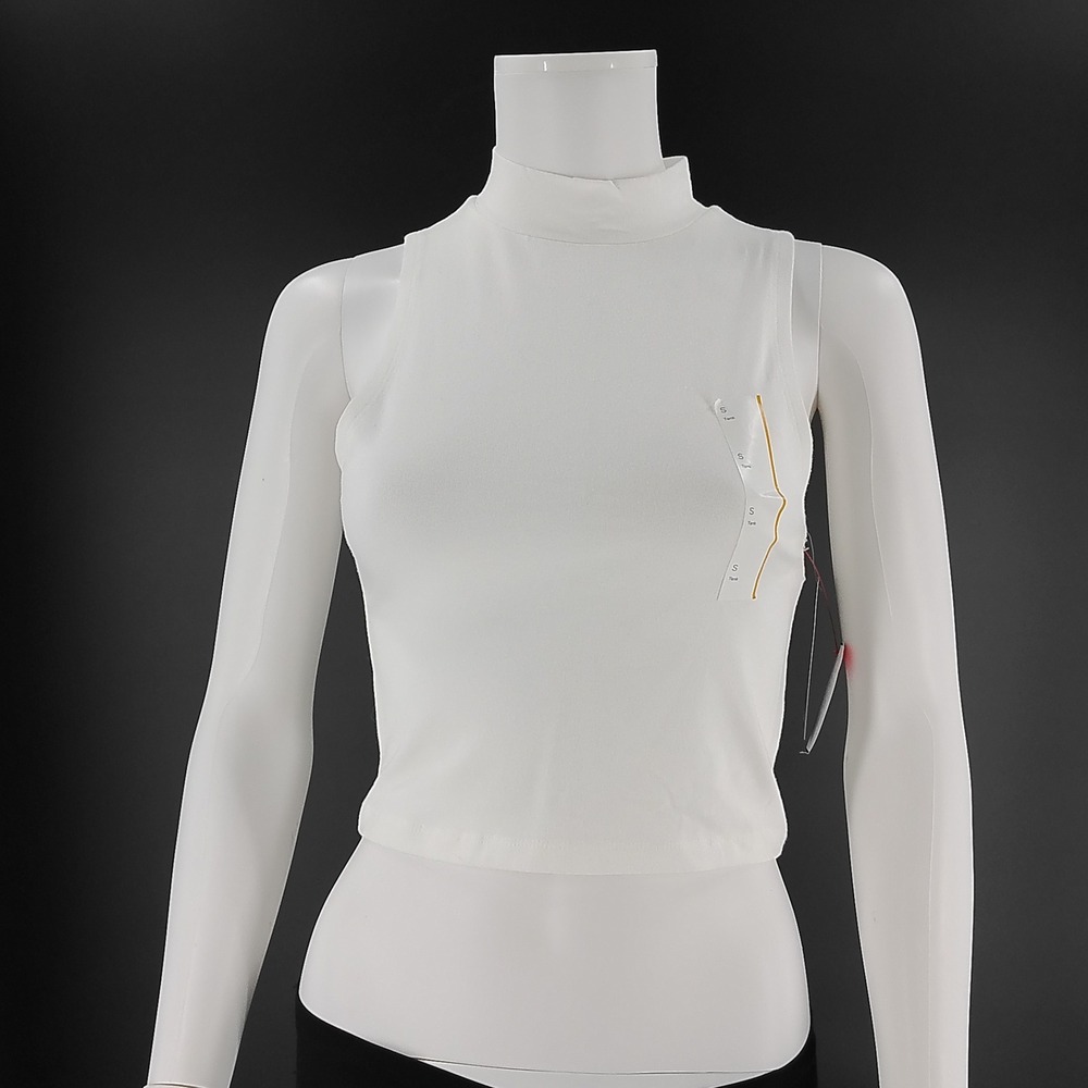 Wild Fable White Mock Neck Sleeveless Crop Top Tank Small NWT